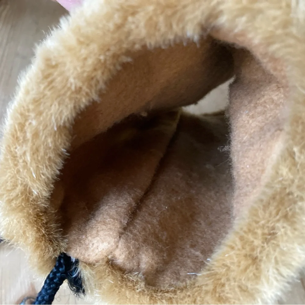 Dover Kidz Furry Teddy Bear Head Hand Warmer Purse Cross Body EUC